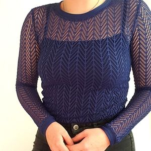 Blue Mesh Long Sleeve